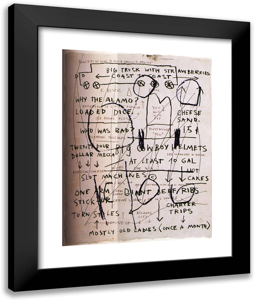 Mostly Old Ladies 20x24 Black Modern Wood Framed Art Print Poster by Basquiat, Jean Michel