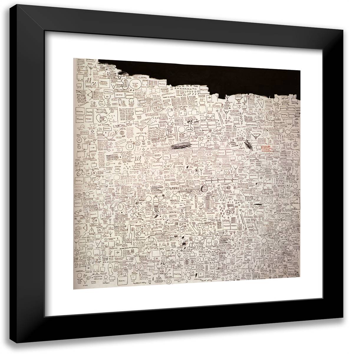 Pegasus 20x20 Black Modern Wood Framed Art Print Poster by Basquiat, Jean Michel