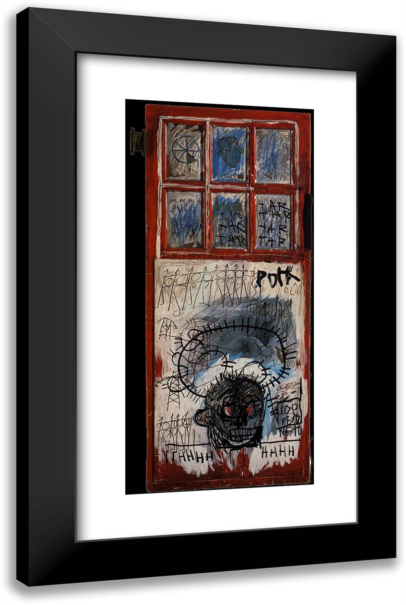 Pork Sans 15x24 Black Modern Wood Framed Art Print Poster by Basquiat, Jean Michel