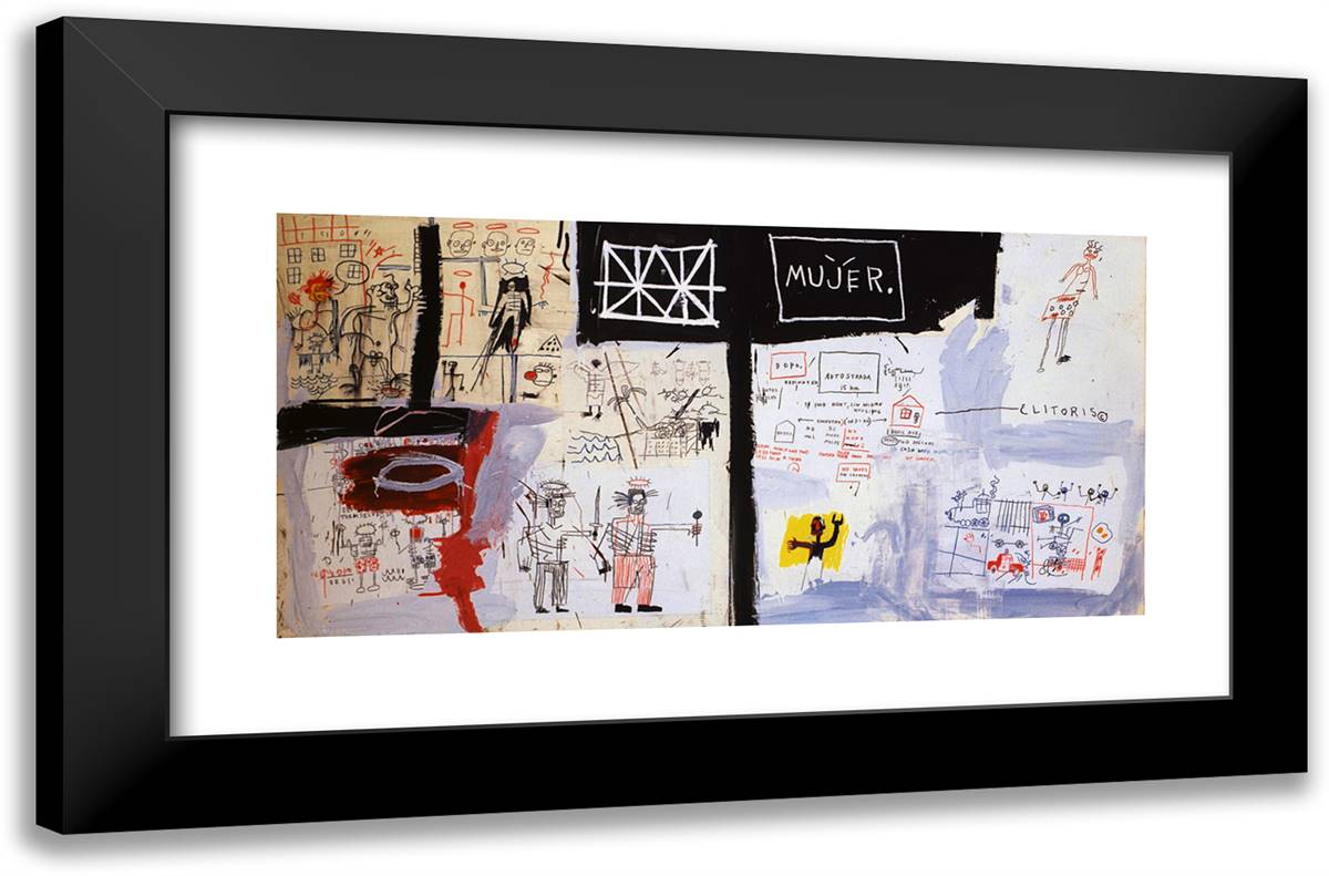 Price of Gasoline in the Third World 24x16 Black Modern Wood Framed Art Print Poster by Basquiat, Jean Michel
