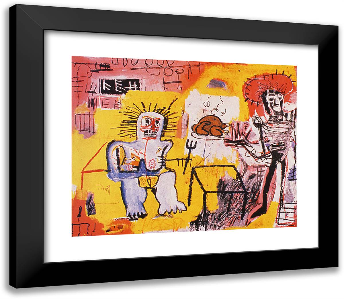 Rice and Chicken 23x20 Black Modern Wood Framed Art Print Poster by Basquiat, Jean Michel