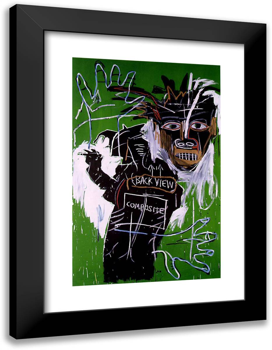 Self-Portrait as a Heel, Part Two 18x24 Black Modern Wood Framed Art Print Poster by Basquiat, Jean Michel