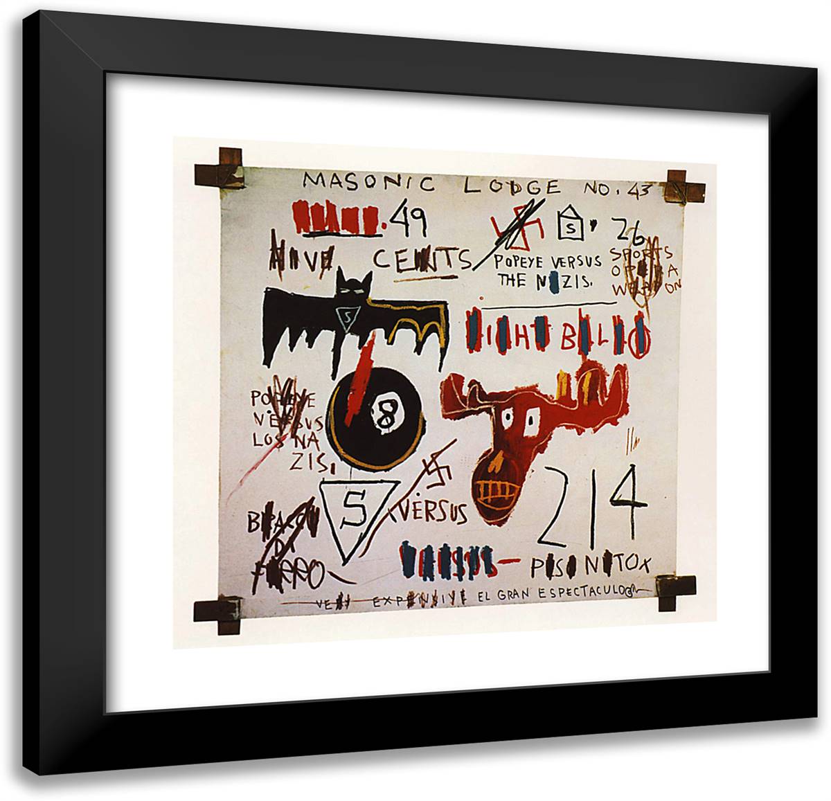 Television and Cruelty to Animals 21x20 Black Modern Wood Framed Art Print Poster by Basquiat, Jean Michel