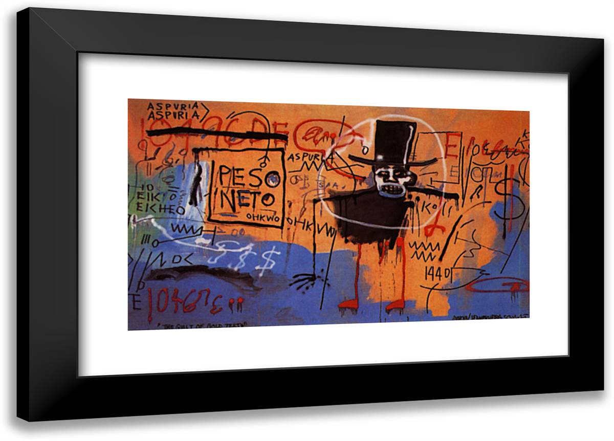 The Guilt of Gold Teeth 24x17 Black Modern Wood Framed Art Print Poster by Basquiat, Jean Michel