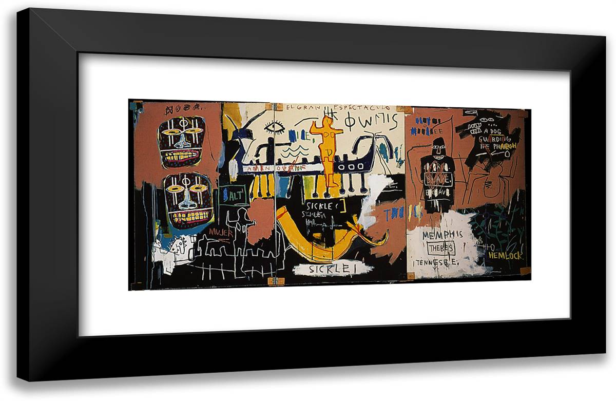 The Nile 24x16 Black Modern Wood Framed Art Print Poster by Basquiat, Jean Michel