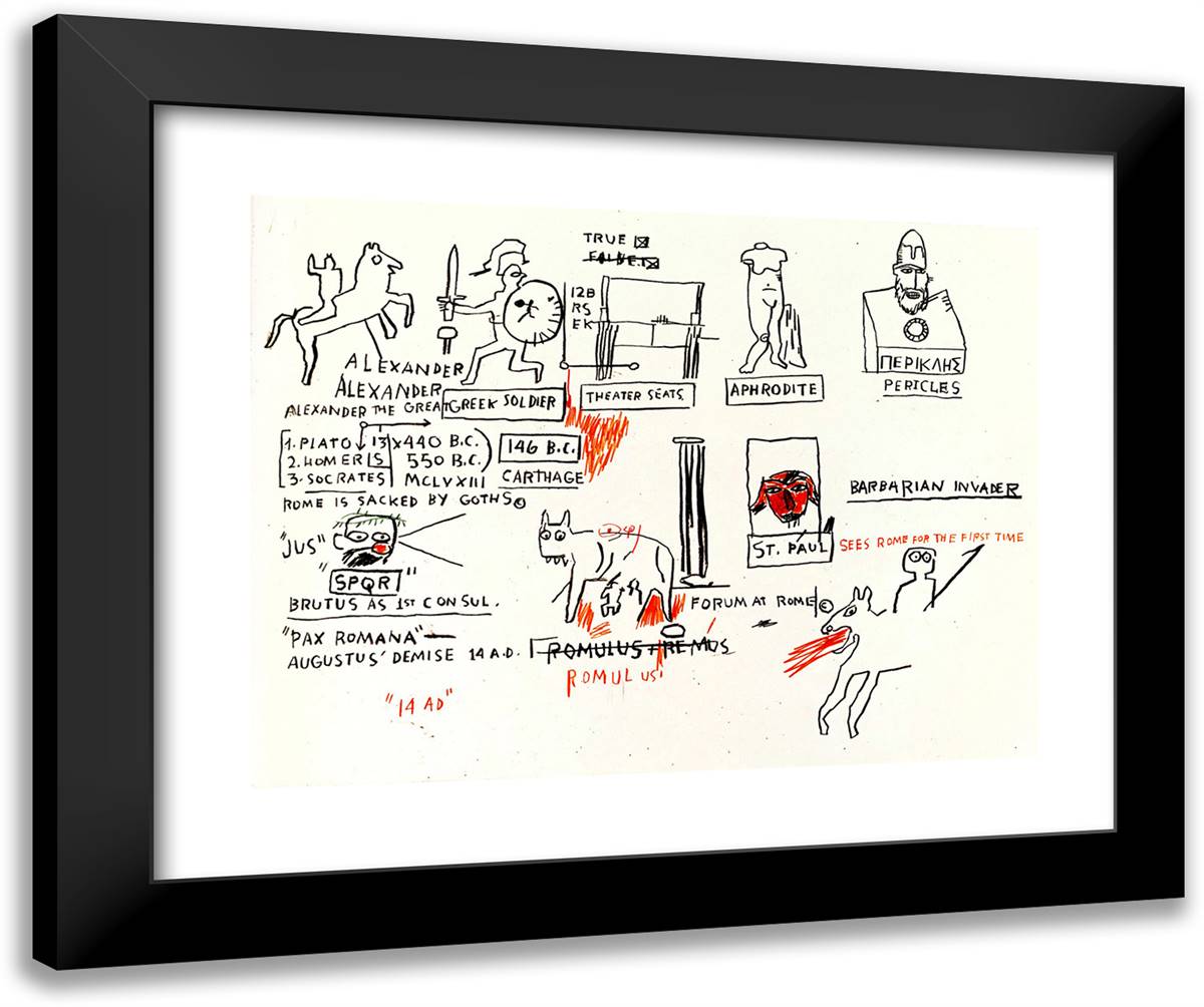 Titled False 24x20 Black Modern Wood Framed Art Print Poster by Basquiat, Jean Michel