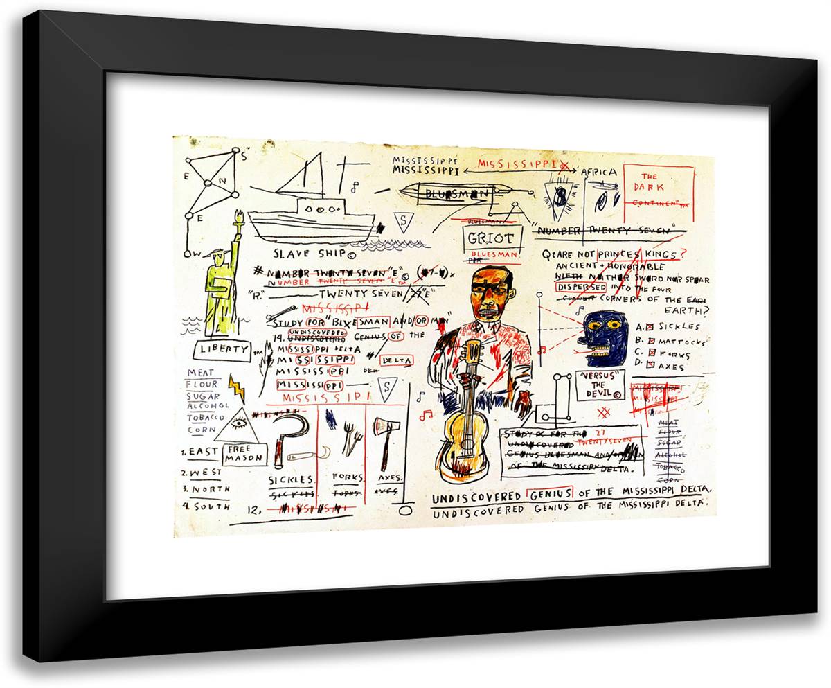Undiscovered Genius 24x20 Black Modern Wood Framed Art Print Poster by Basquiat, Jean Michel