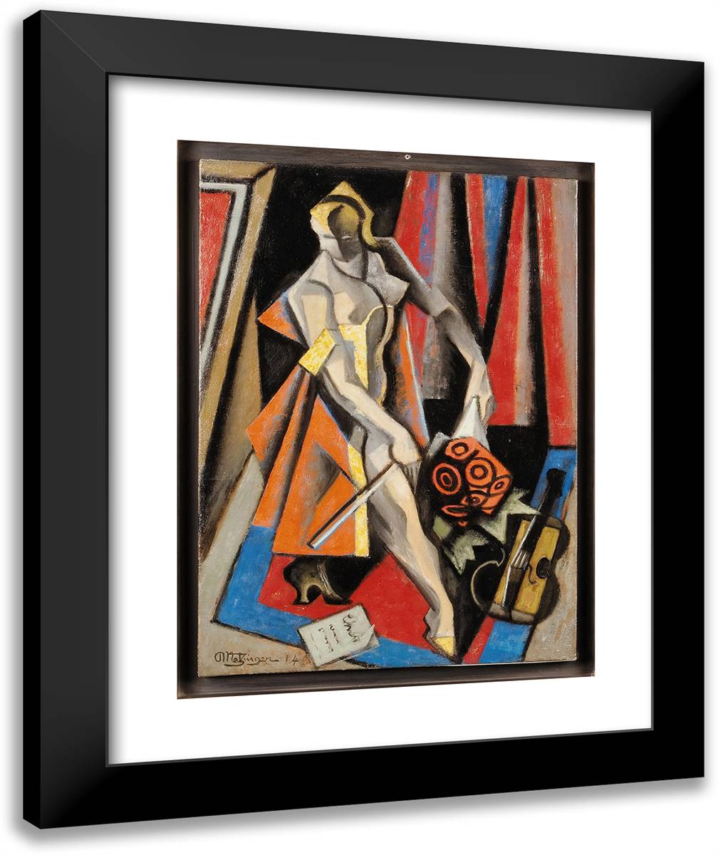 La VIoloniste 20x24 Black Modern Wood Framed Art Print Poster by Metzinger, Jean