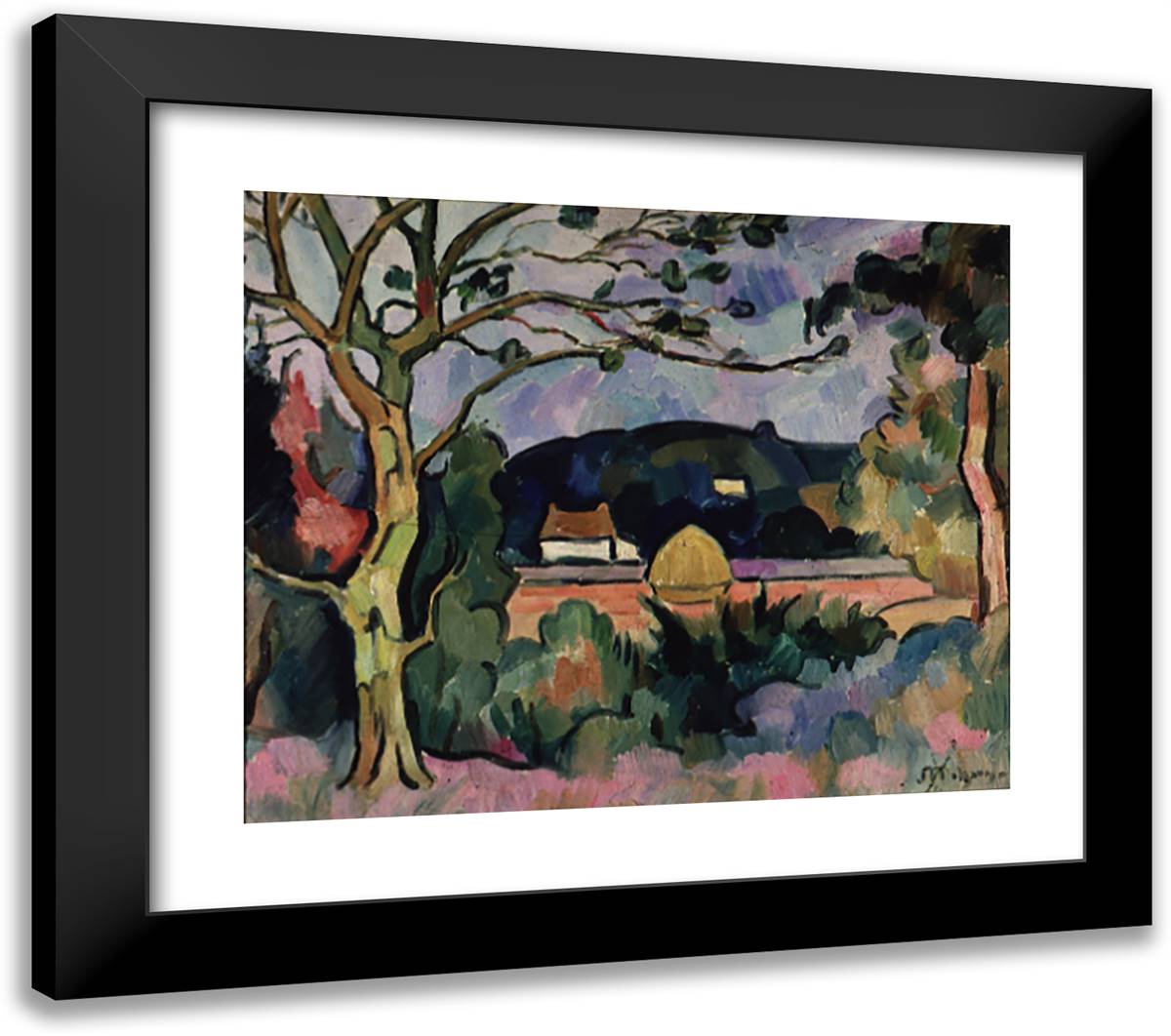 Landscape II 23x20 Black Modern Wood Framed Art Print Poster by Metzinger, Jean