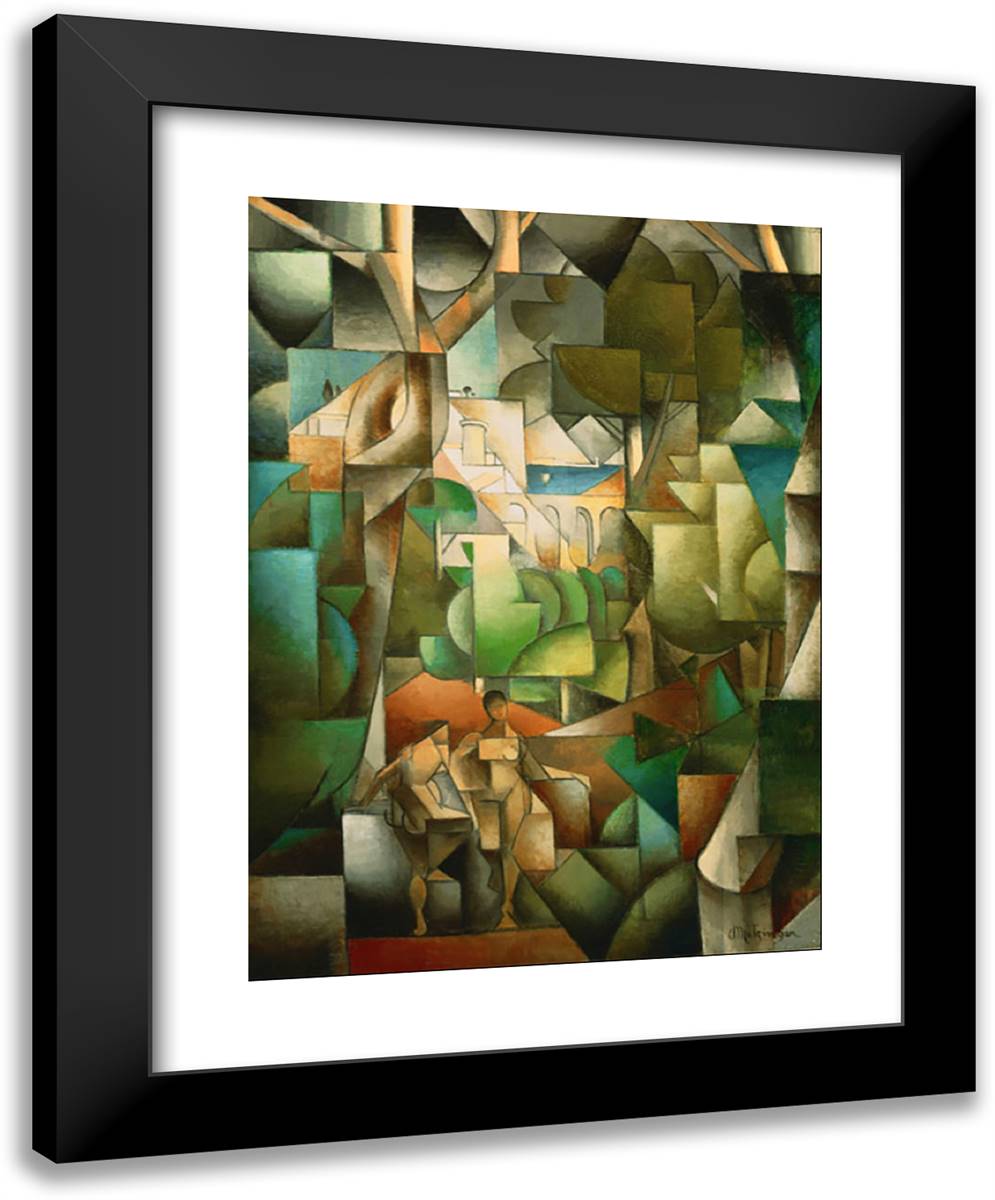 Les Baigneuses 19x24 Black Modern Wood Framed Art Print Poster by Metzinger, Jean
