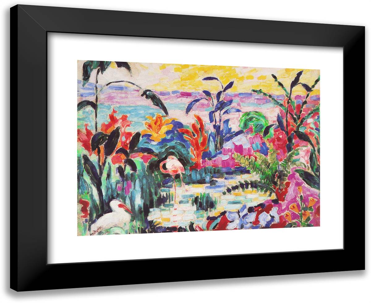 Les Ibis 24x20 Black Modern Wood Framed Art Print Poster by Metzinger, Jean