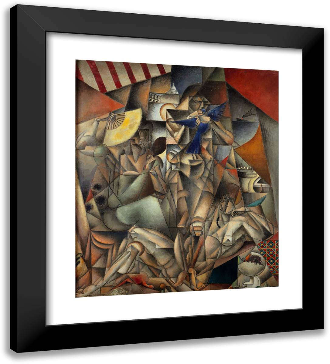 L'Oiseau Bleu (The Blue Bird) 20x22 Black Modern Wood Framed Art Print Poster by Metzinger, Jean