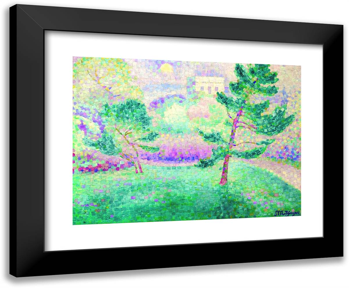 Matin Au Parc Montsouris 24x20 Black Modern Wood Framed Art Print Poster by Metzinger, Jean