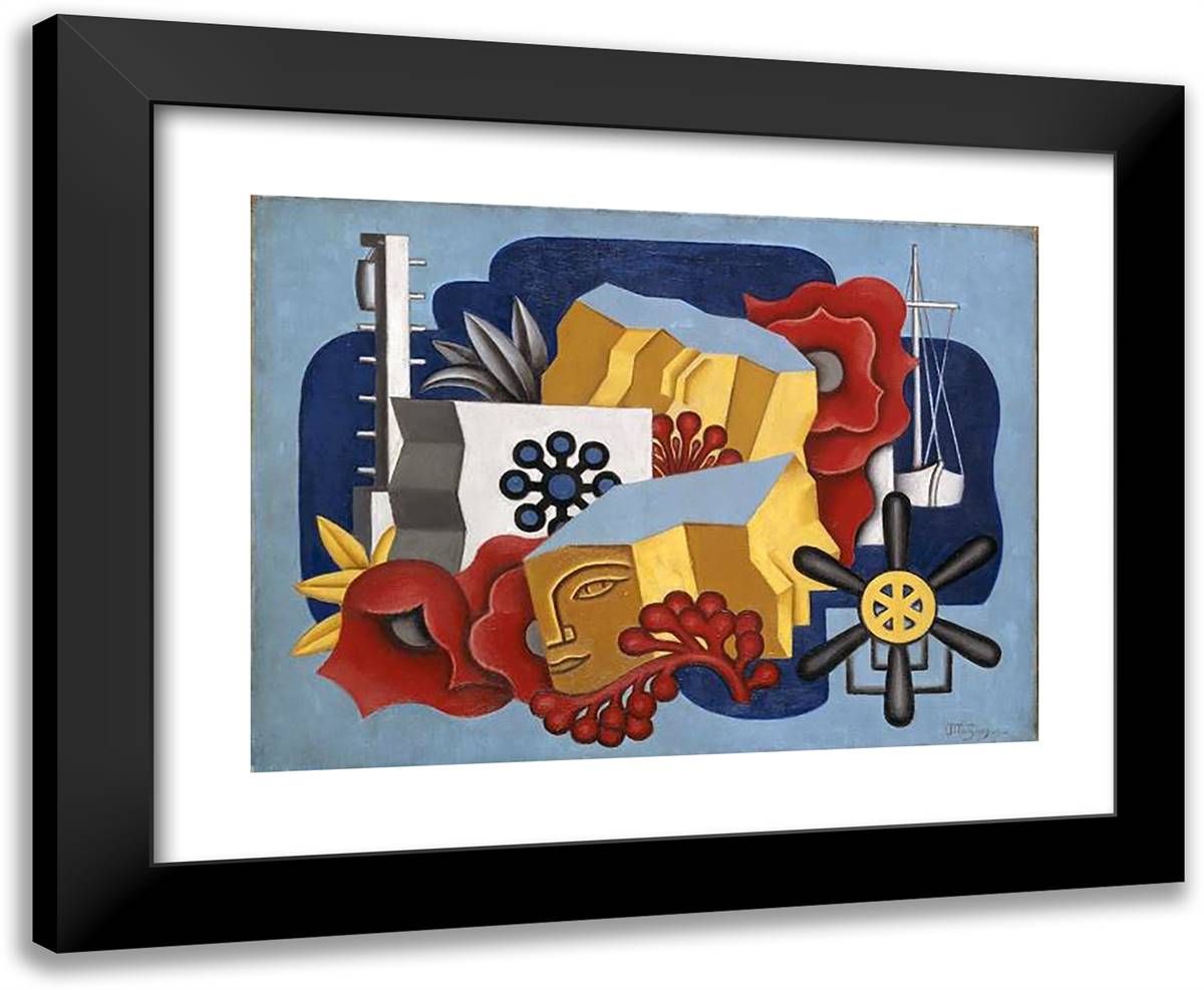 Nautical Still Life 24x20 Black Modern Wood Framed Art Print Poster by Metzinger, Jean