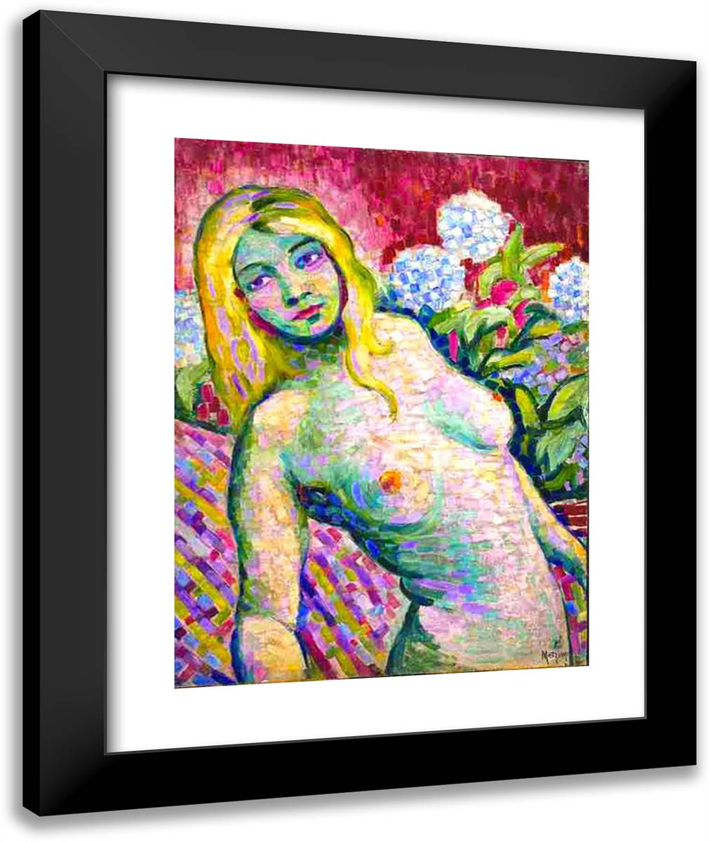 Nu (Nude) 20x24 Black Modern Wood Framed Art Print Poster by Metzinger, Jean