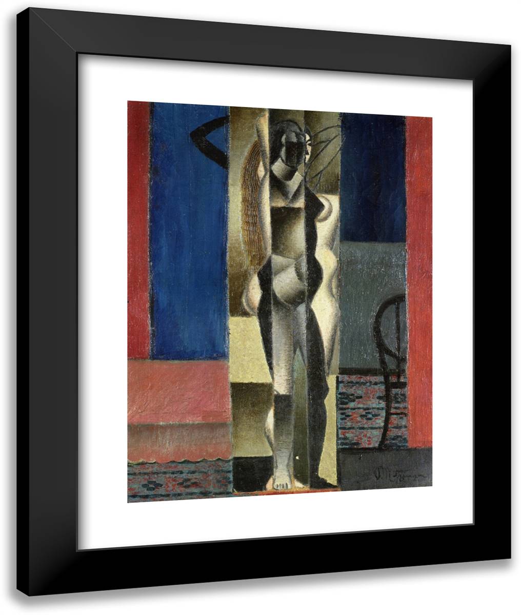 Nude in Front of a Mirror 20x24 Black Modern Wood Framed Art Print Poster by Metzinger, Jean