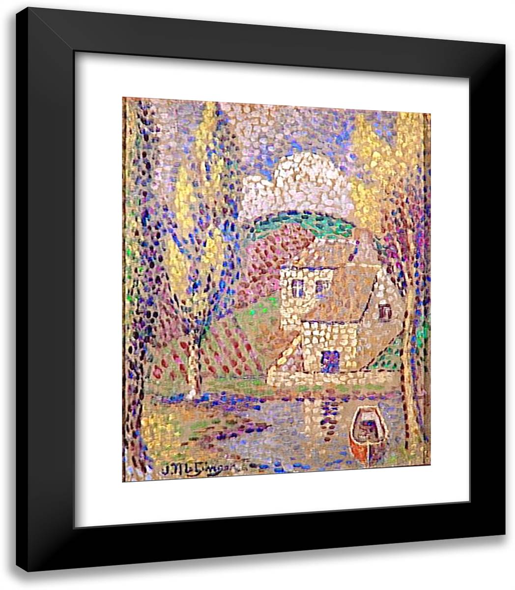 Paysage Neo-Impressionniste 20x23 Black Modern Wood Framed Art Print Poster by Metzinger, Jean