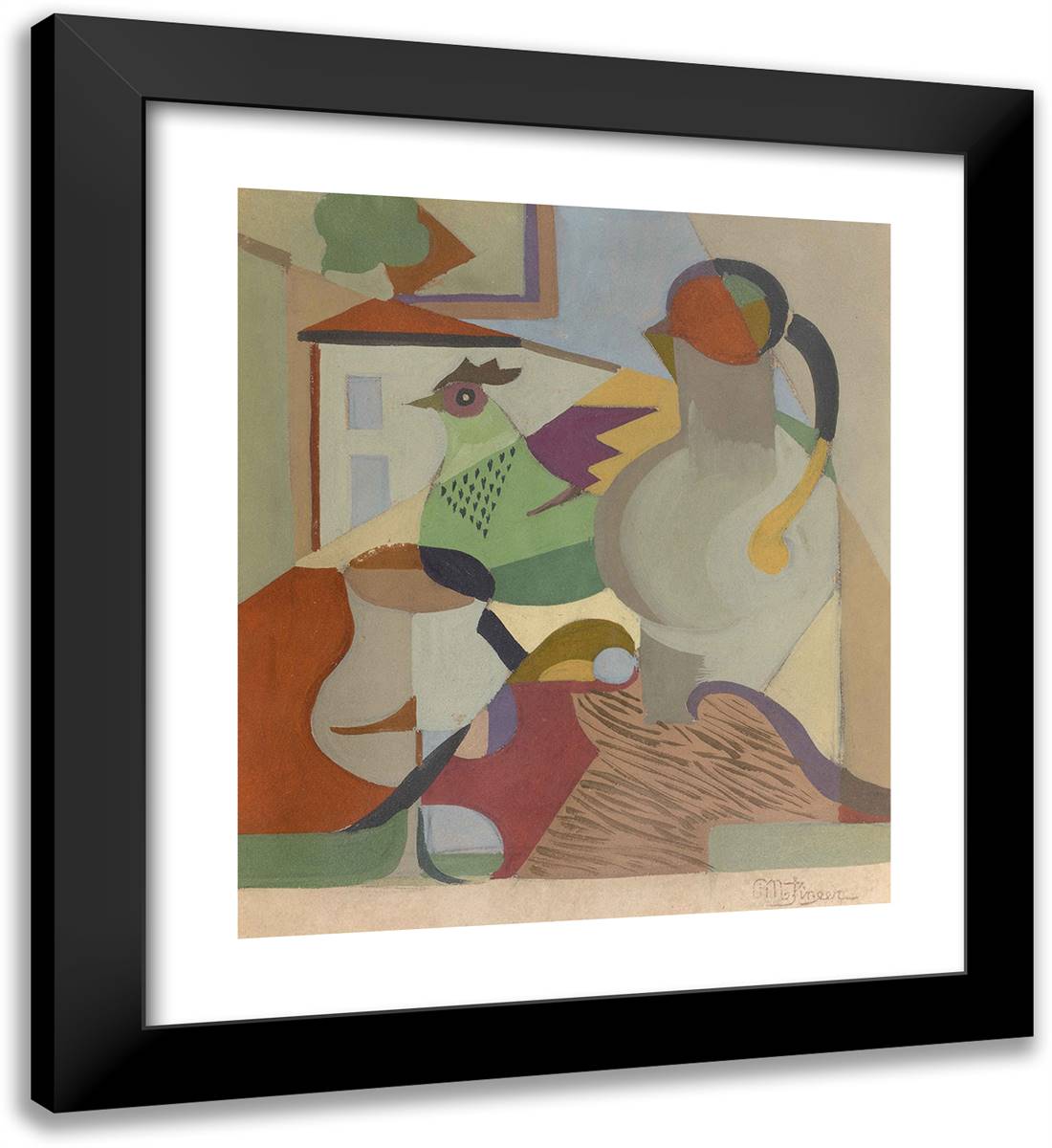 Pitcher, Hen House 20x22 Black Modern Wood Framed Art Print Poster by Metzinger, Jean