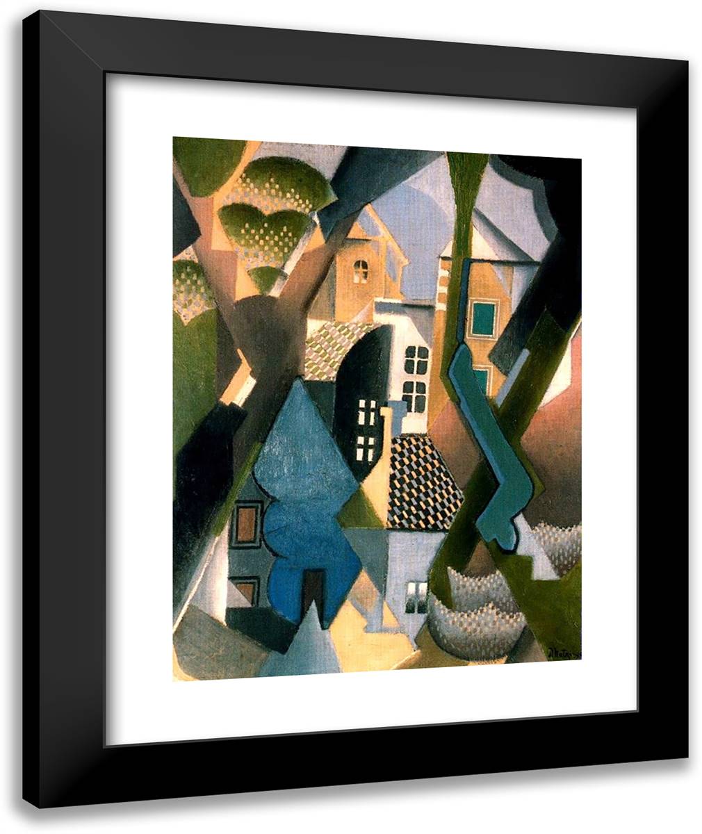 The VIllage 20x24 Black Modern Wood Framed Art Print Poster by Metzinger, Jean