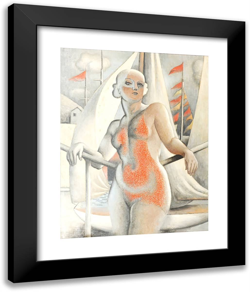 Yachting 20x24 Black Modern Wood Framed Art Print Poster by Metzinger, Jean