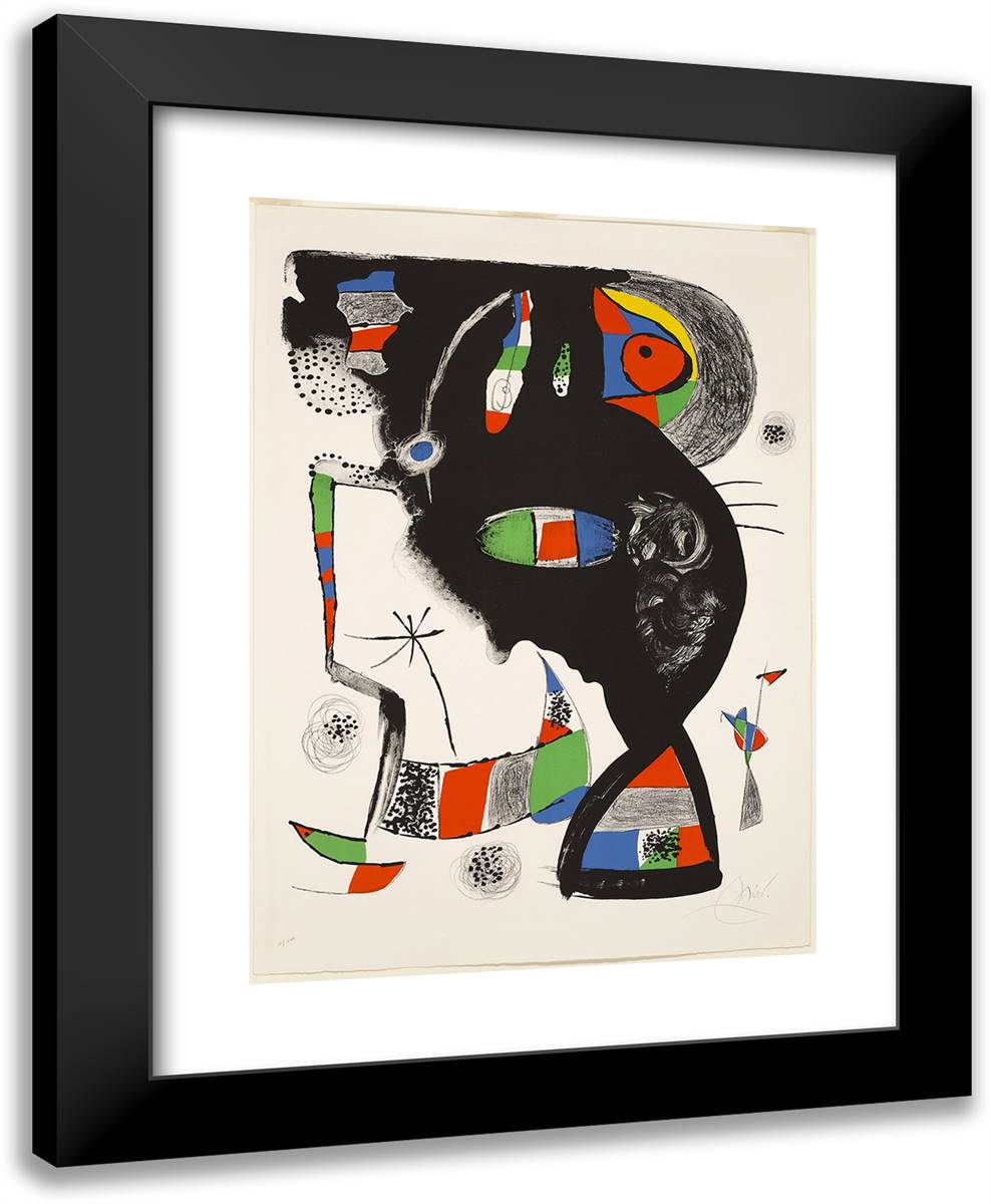 42, Rue Blomet 19x24 Black Modern Wood Framed Art Print Poster by Miro, Joan