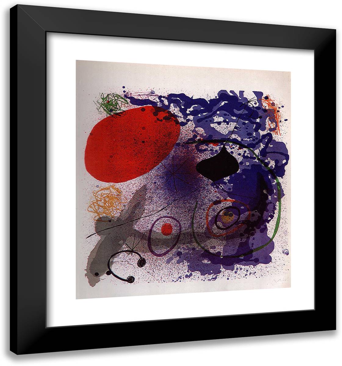 Batement II 20x21 Black Modern Wood Framed Art Print Poster by Miro, Joan