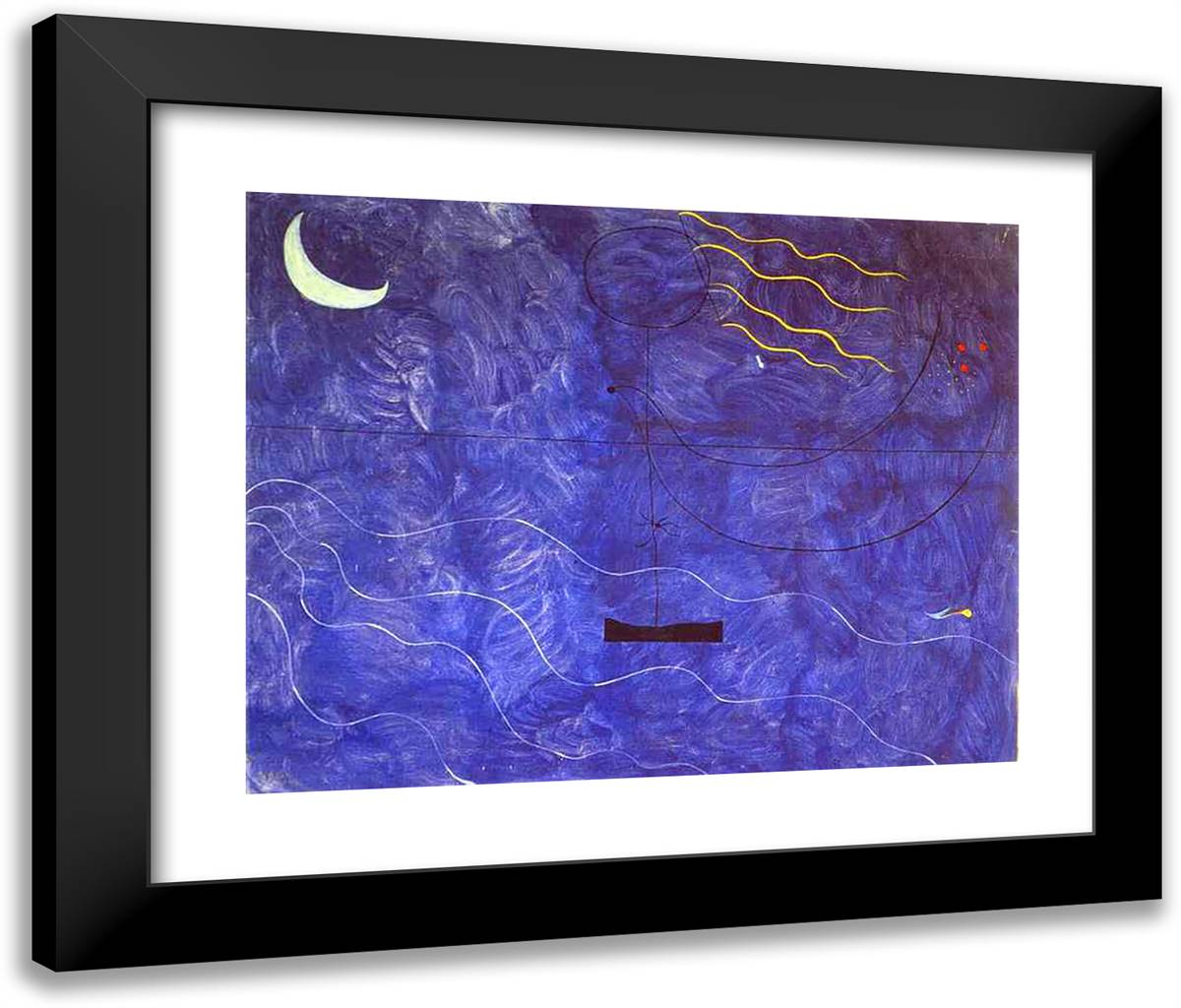 Bathing Woman 24x20 Black Modern Wood Framed Art Print Poster by Miro, Joan
