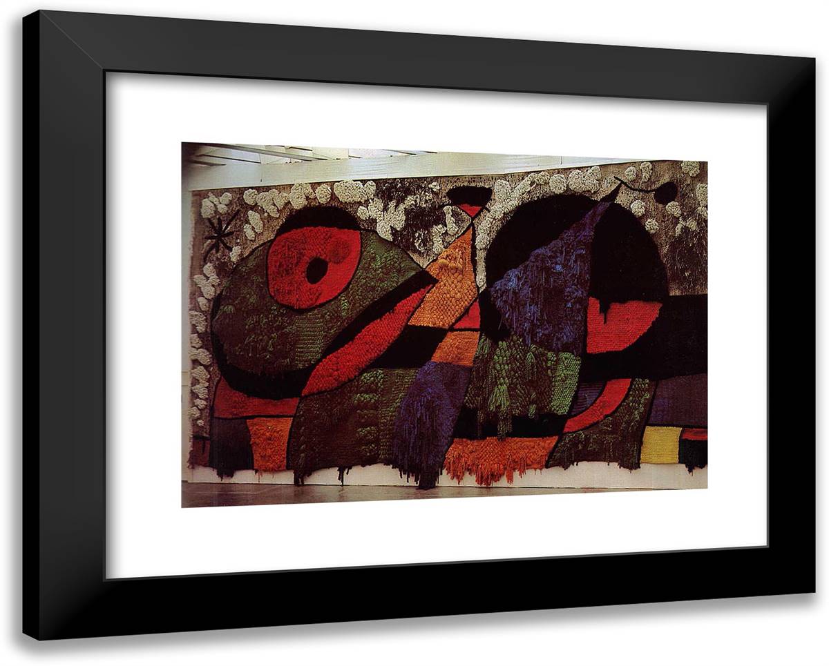 Big Carpet 24x19 Black Modern Wood Framed Art Print Poster by Miro, Joan