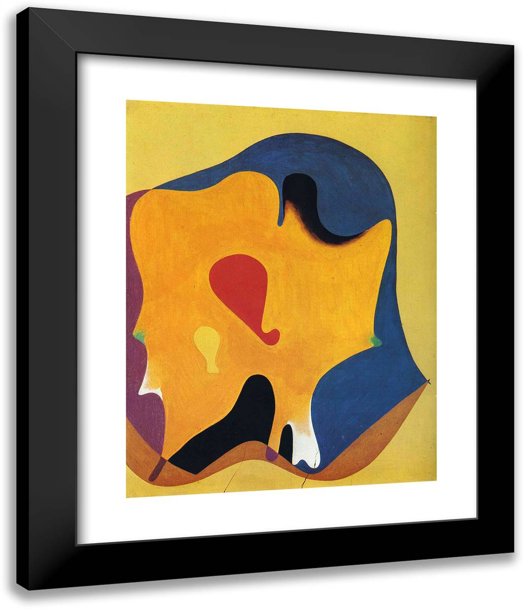 Cap D'Home 20x24 Black Modern Wood Framed Art Print Poster by Miro, Joan