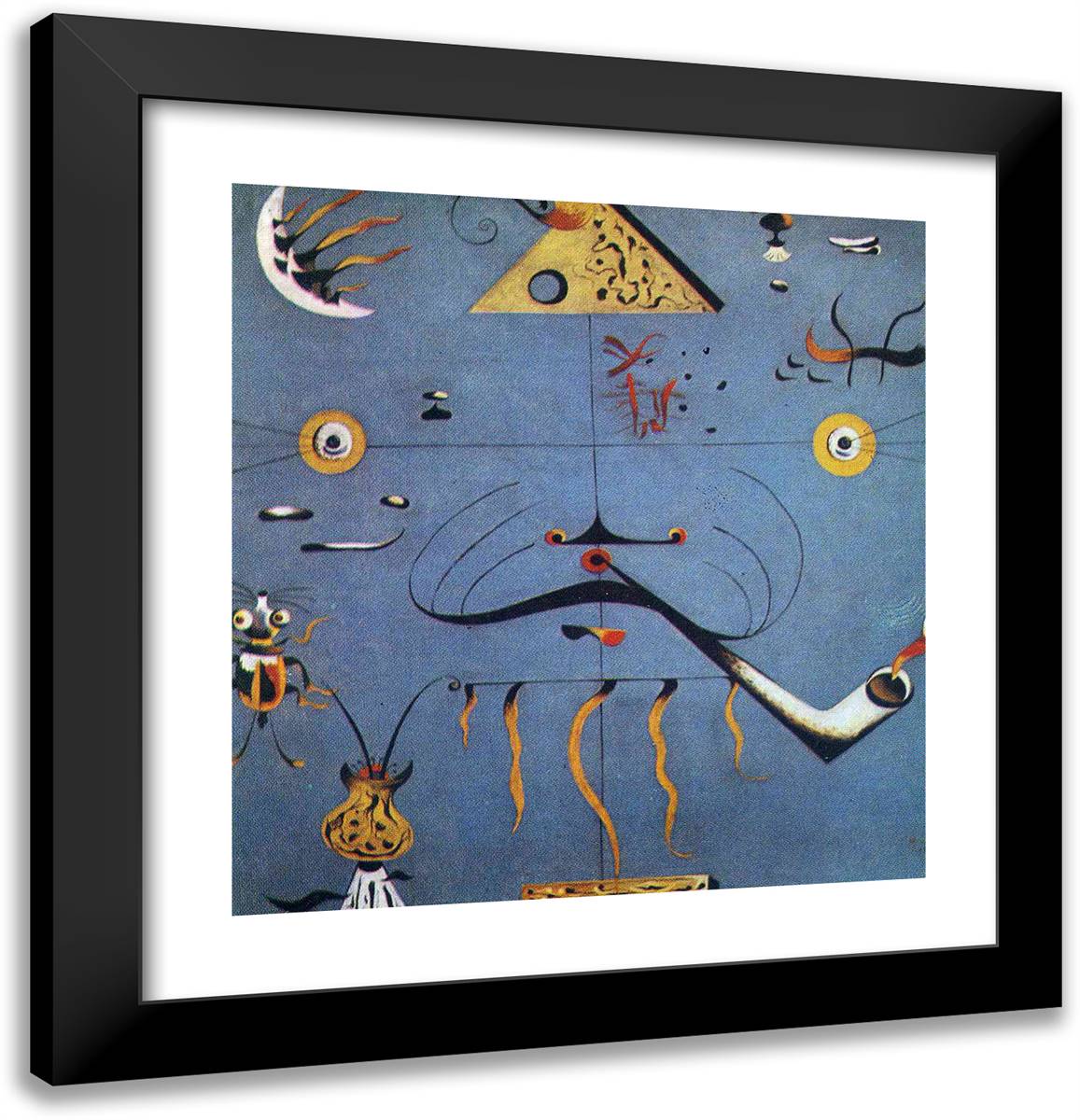Catalan Peasant Head 20x21 Black Modern Wood Framed Art Print Poster by Miro, Joan
