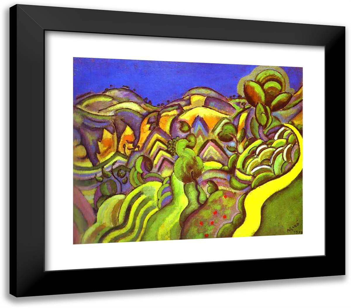 Ciurana, the Path 23x20 Black Modern Wood Framed Art Print Poster by Miro, Joan