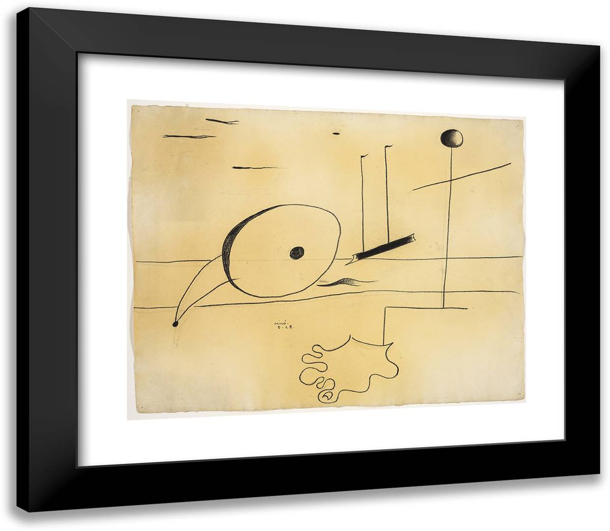 Composition with Foot 23x20 Black Modern Wood Framed Art Print Poster by Miro, Joan