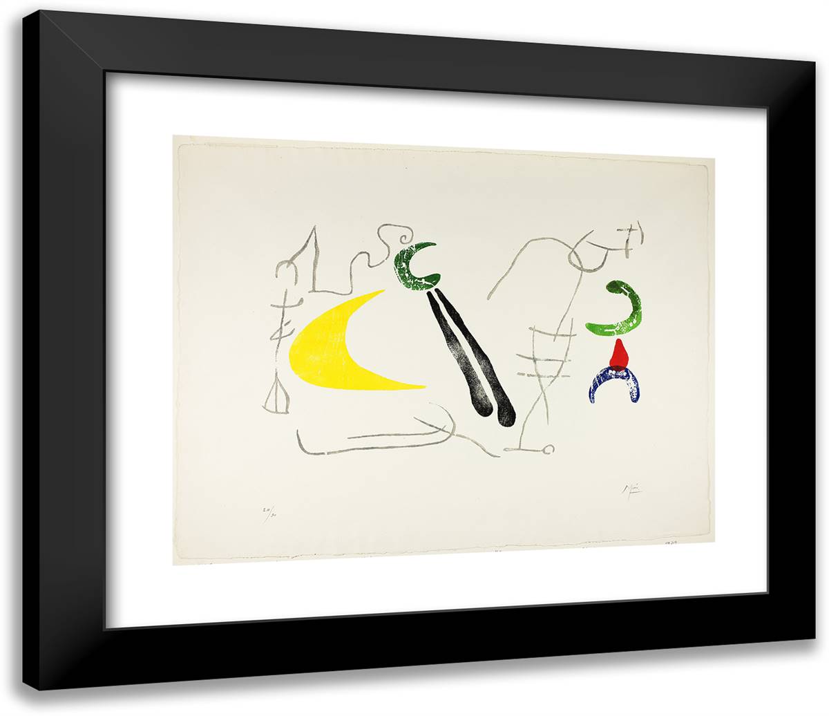 Composition_3 23x20 Black Modern Wood Framed Art Print Poster by Miro, Joan