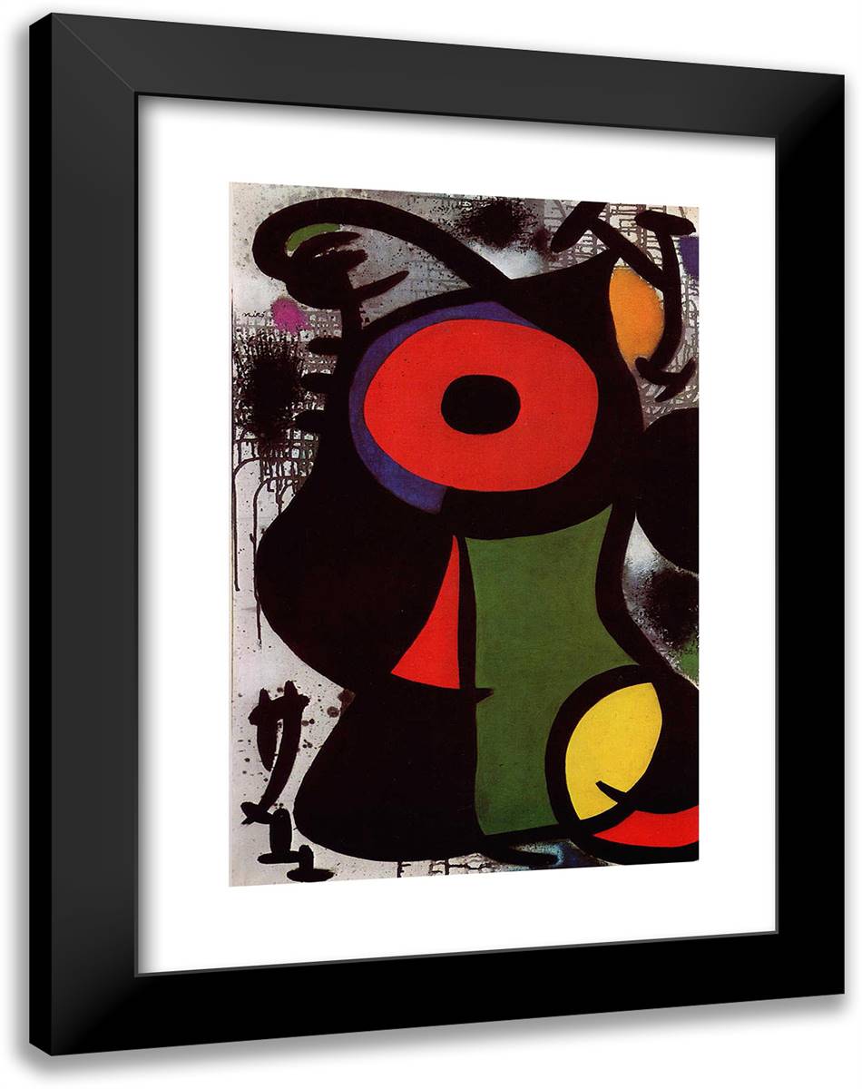 Fascinating Personage 18x24 Black Modern Wood Framed Art Print Poster by Miro, Joan