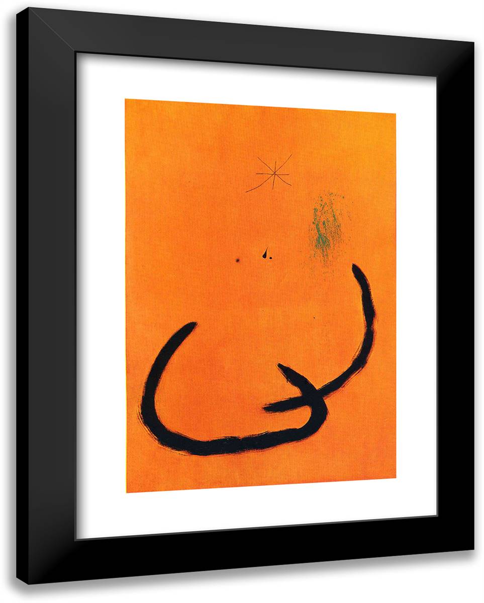 Goutte D'Eau Sur La Neige Rose 19x24 Black Modern Wood Framed Art Print Poster by Miro, Joan