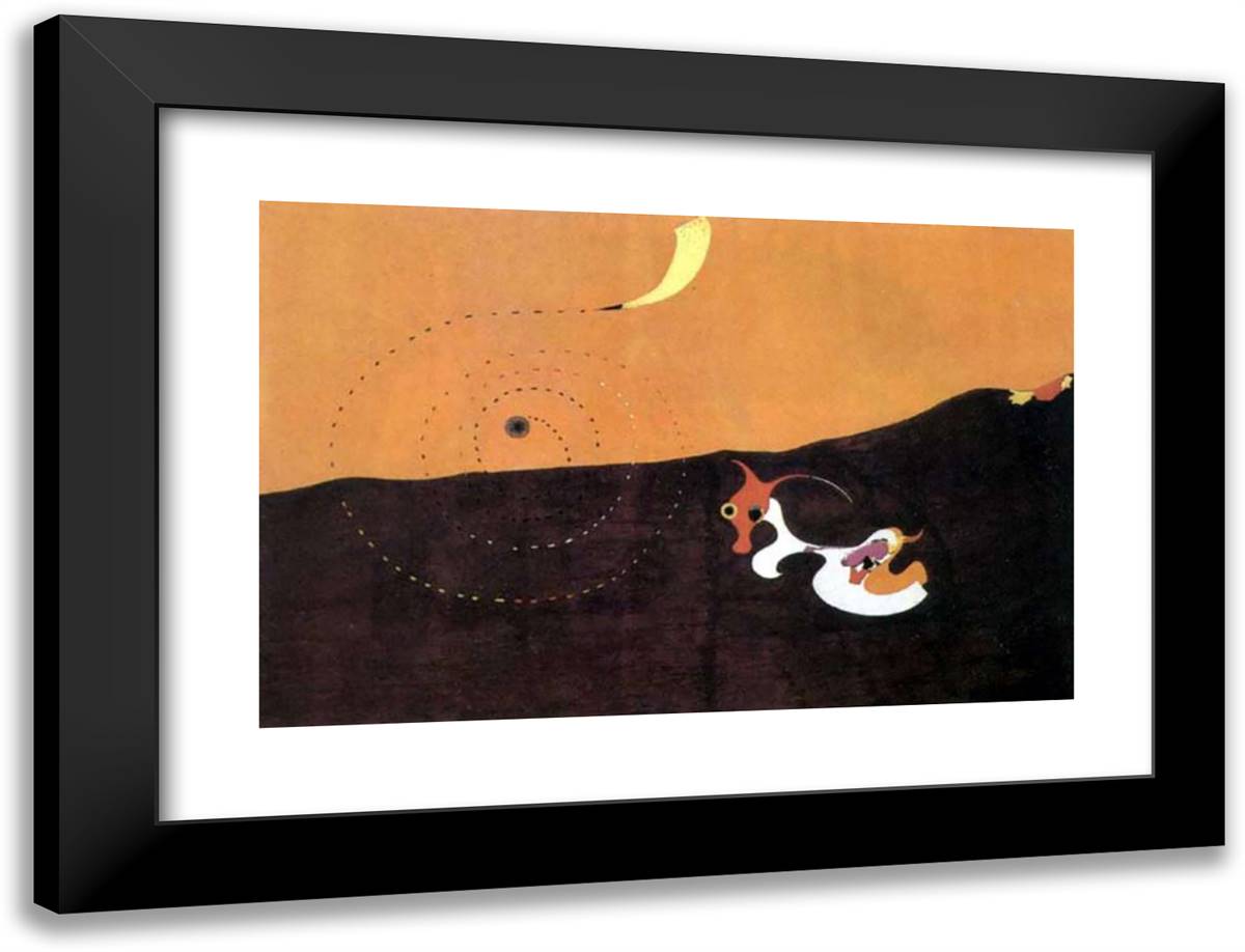 Landscape (The Hare) 24x18 Black Modern Wood Framed Art Print Poster by Miro, Joan