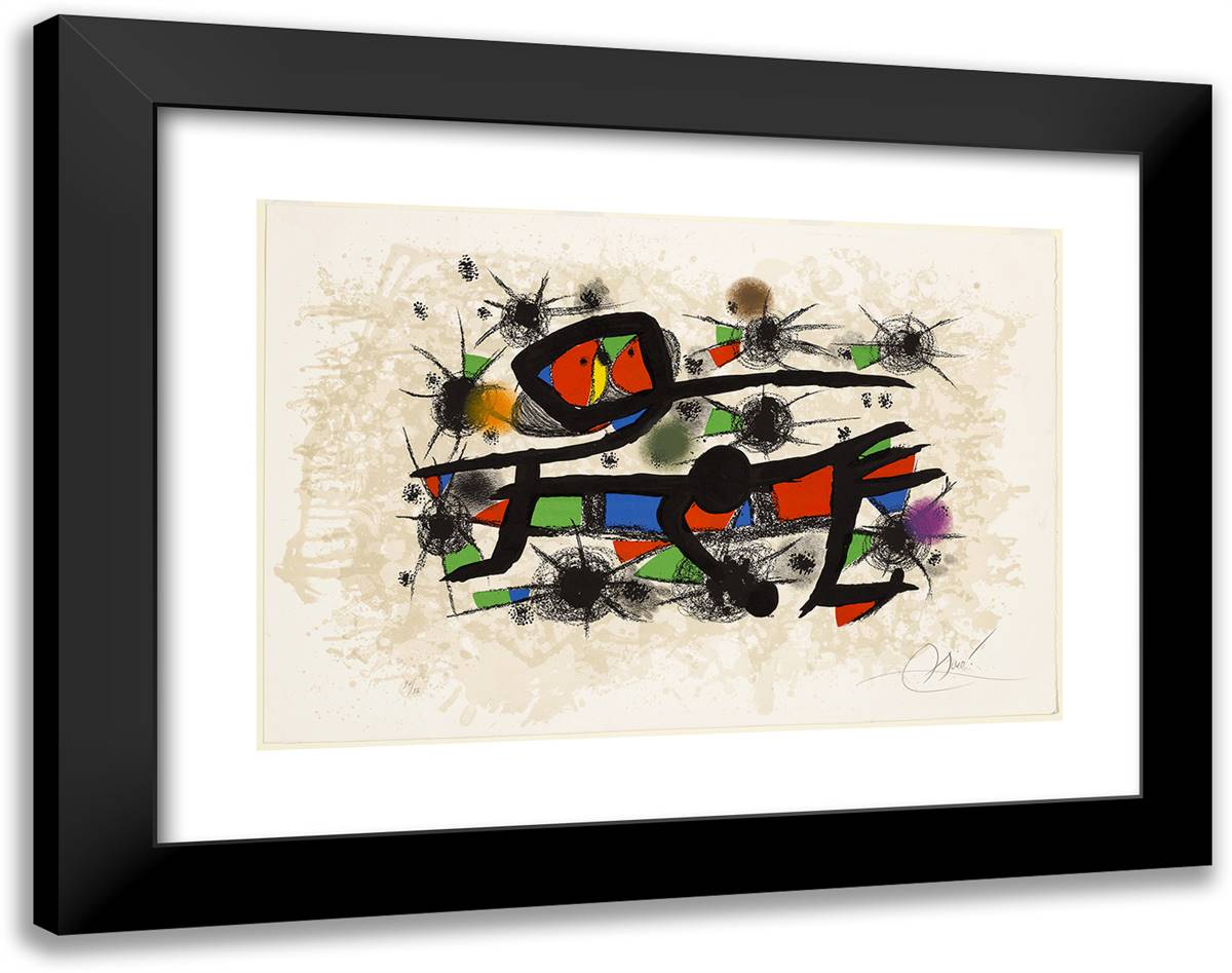 Pienture=Poasie 24x19 Black Modern Wood Framed Art Print Poster by Miro, Joan