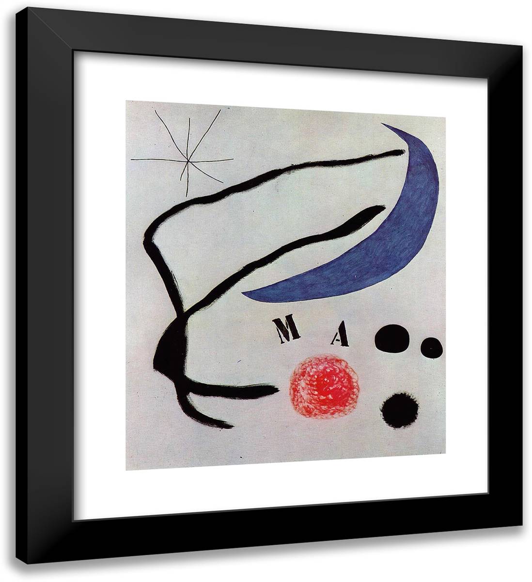 Poema I 20x22 Black Modern Wood Framed Art Print Poster by Miro, Joan