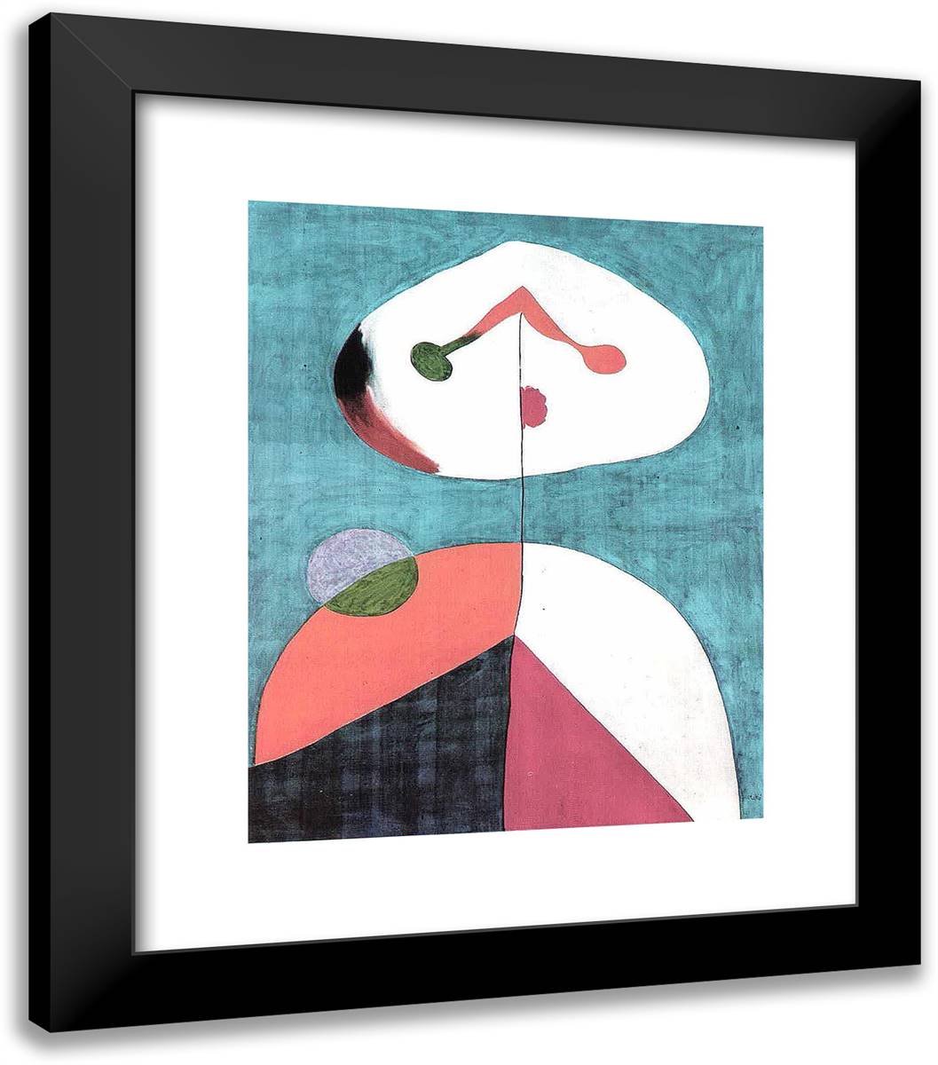 Portrait II 20x23 Black Modern Wood Framed Art Print Poster by Miro, Joan