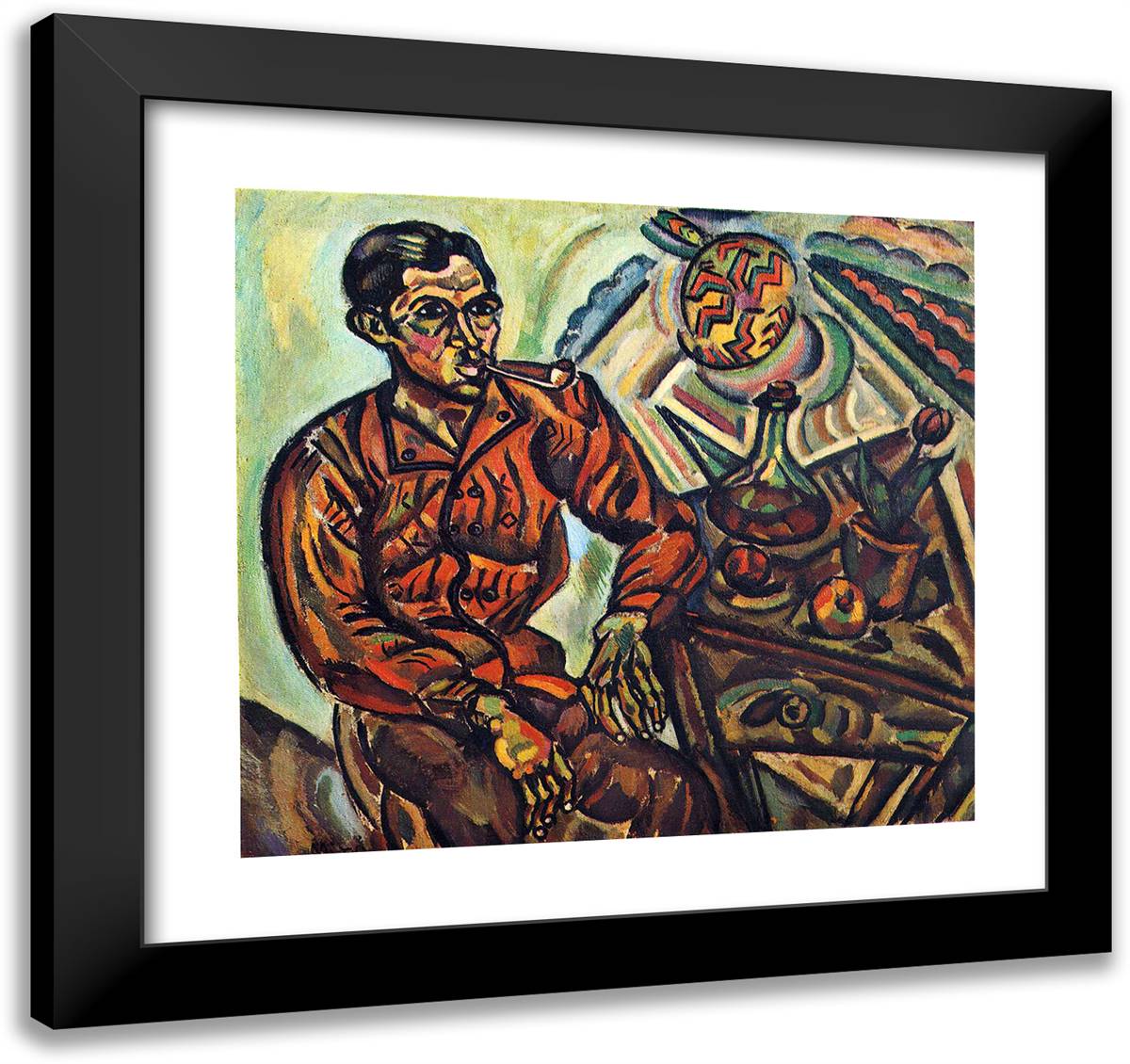 Portrait of V. Nubiola 21x20 Black Modern Wood Framed Art Print Poster by Miro, Joan