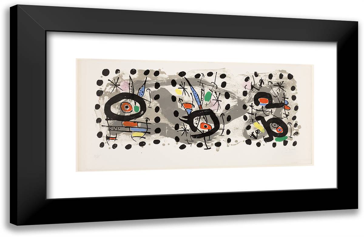 Solar Bird, Lunar Bird, Sparks 24x16 Black Modern Wood Framed Art Print Poster by Miro, Joan