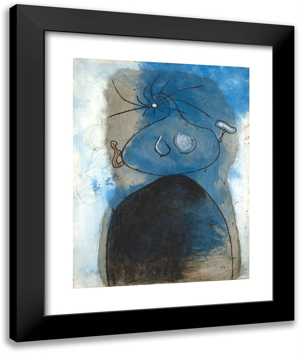 Standing Woman 20x24 Black Modern Wood Framed Art Print Poster by Miro, Joan