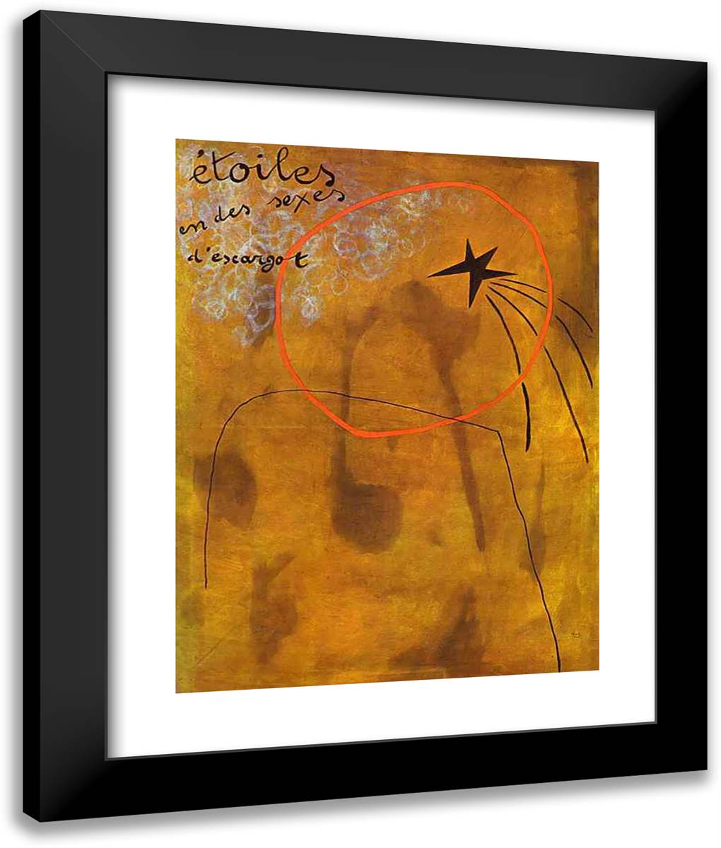 Stars in Snails' Sexes 20x24 Black Modern Wood Framed Art Print Poster by Miro, Joan