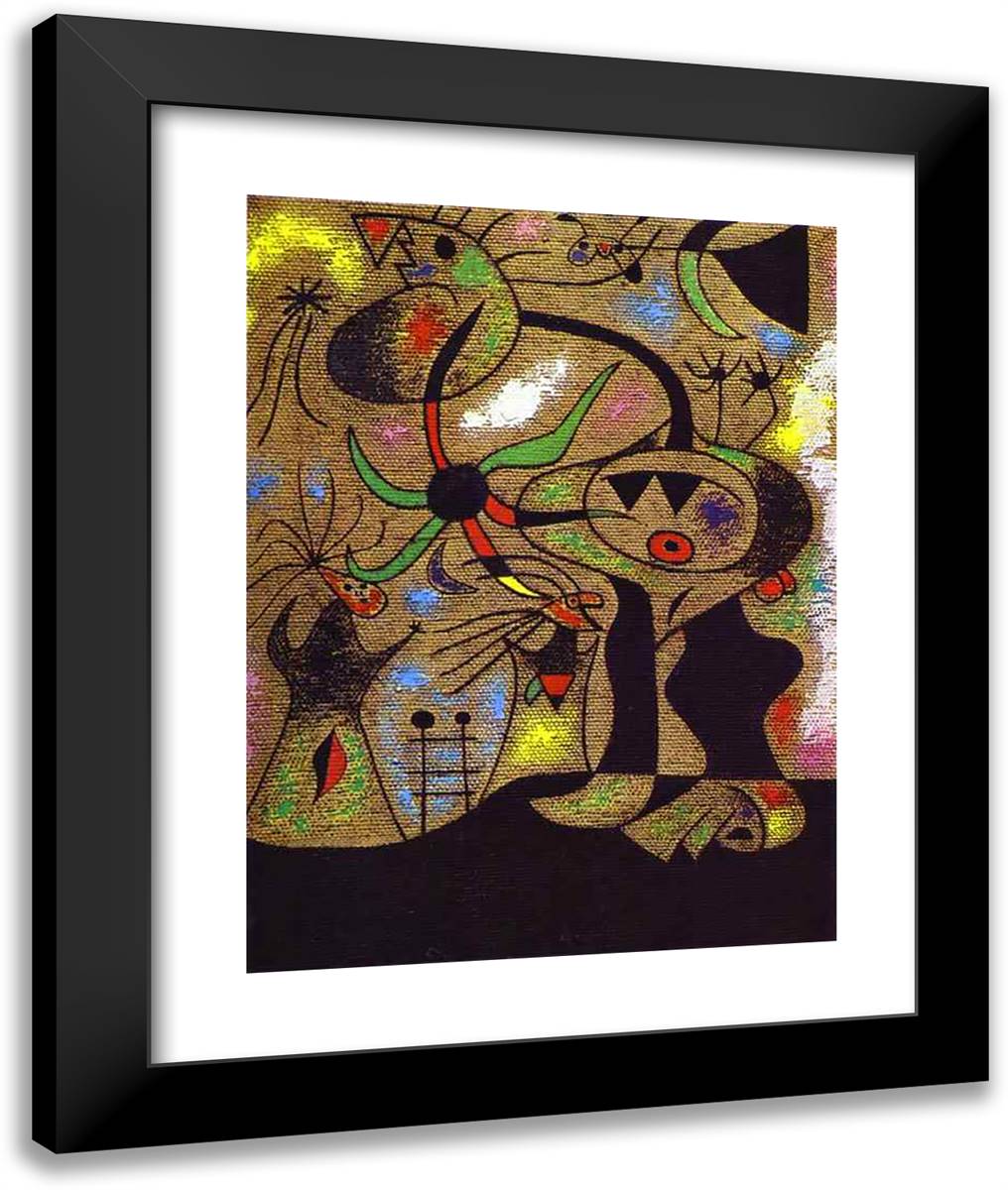The Escape Ladder 20x24 Black Modern Wood Framed Art Print Poster by Miro, Joan
