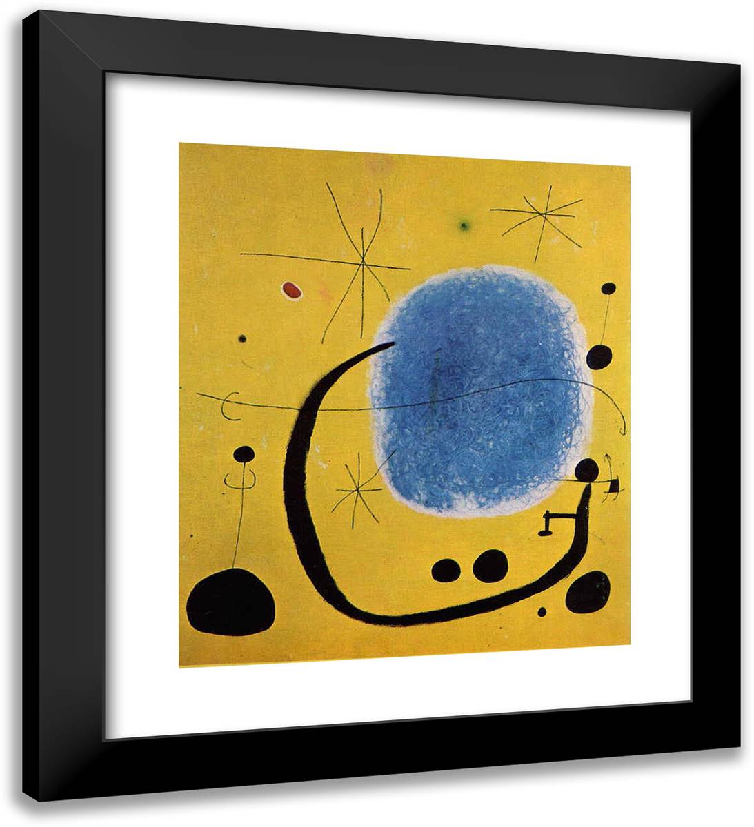 The Gold of the Azure 20x22 Black Modern Wood Framed Art Print Poster by Miro, Joan