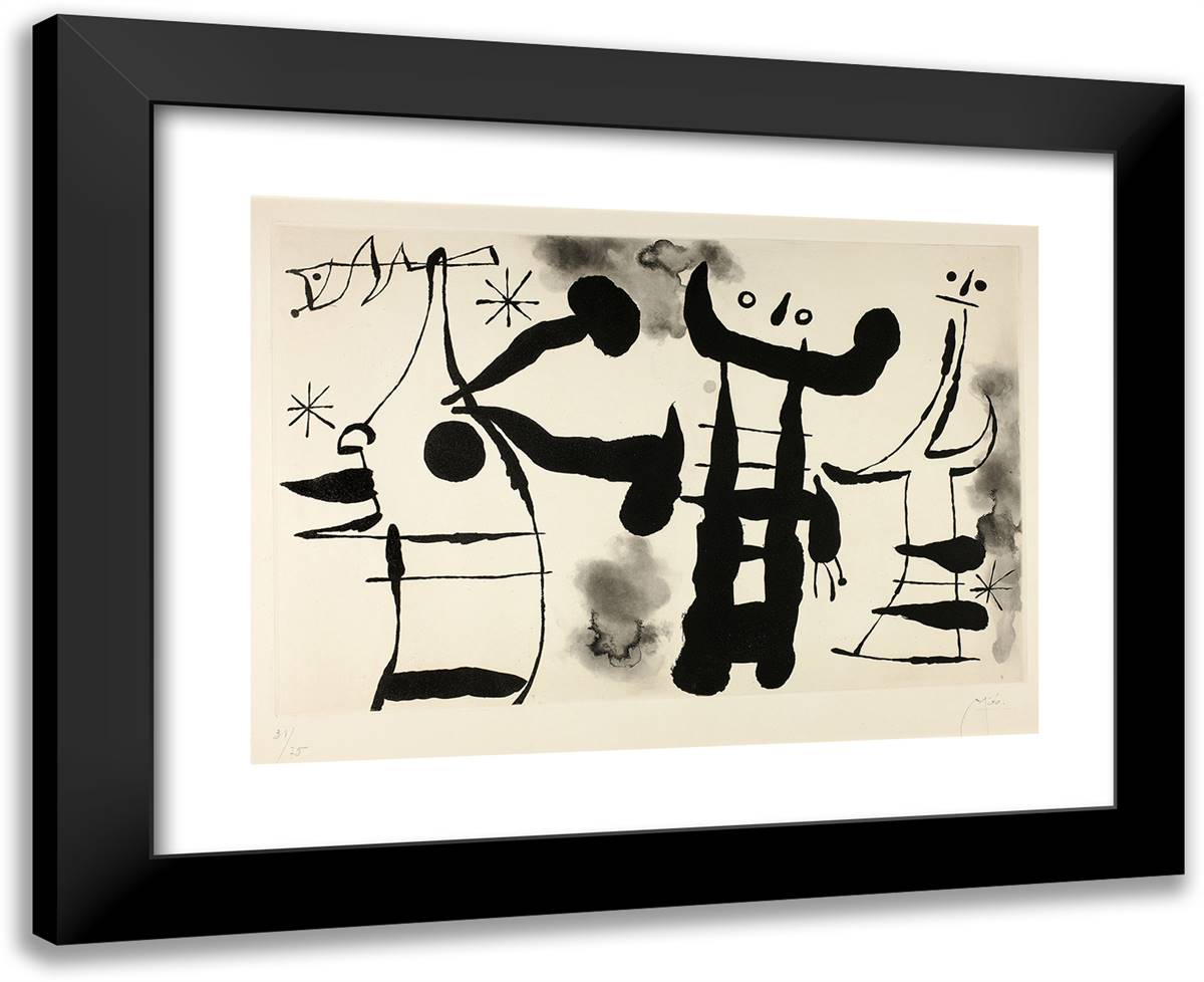The Philosophers I 24x20 Black Modern Wood Framed Art Print Poster by Miro, Joan