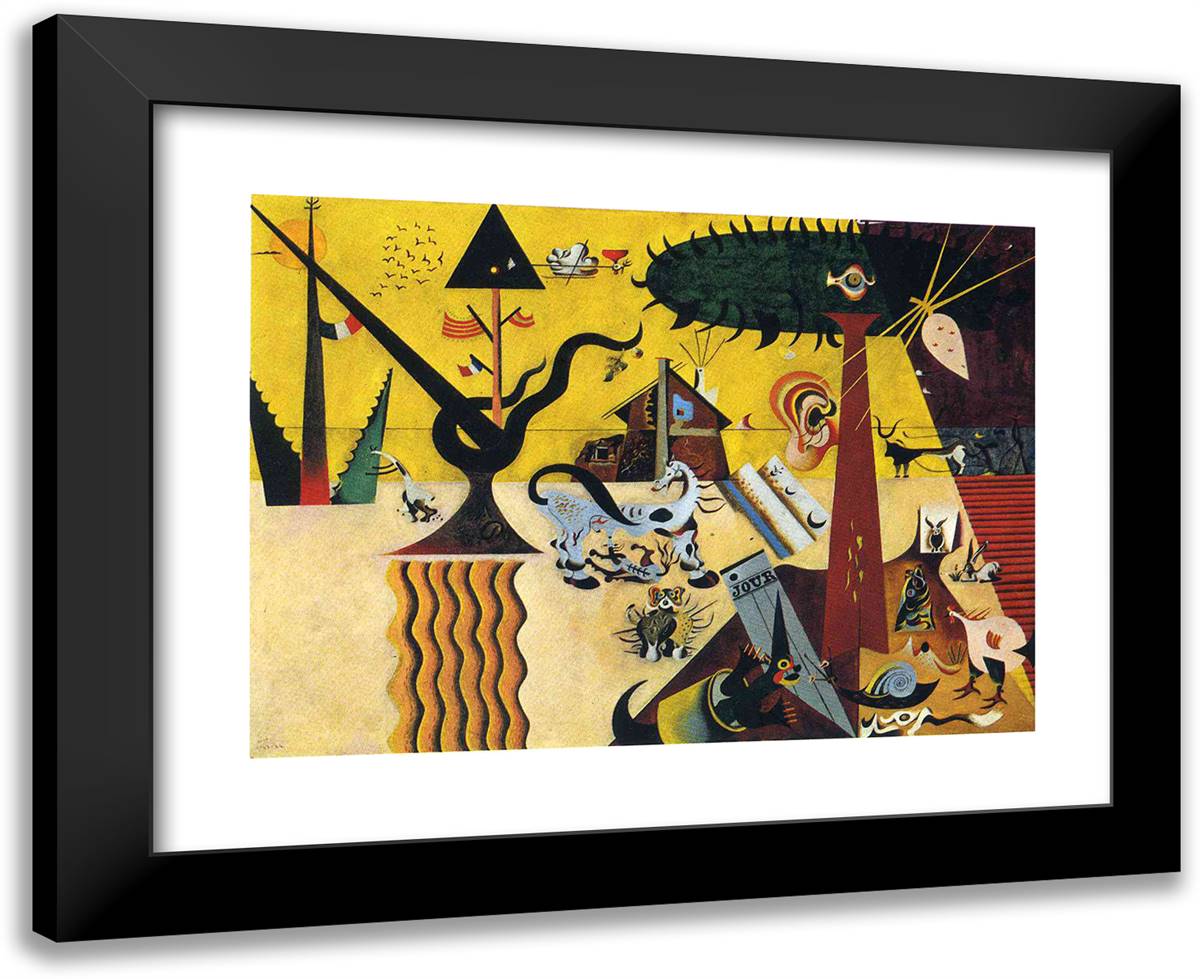 The Tilled Field 24x20 Black Modern Wood Framed Art Print Poster by Miro, Joan