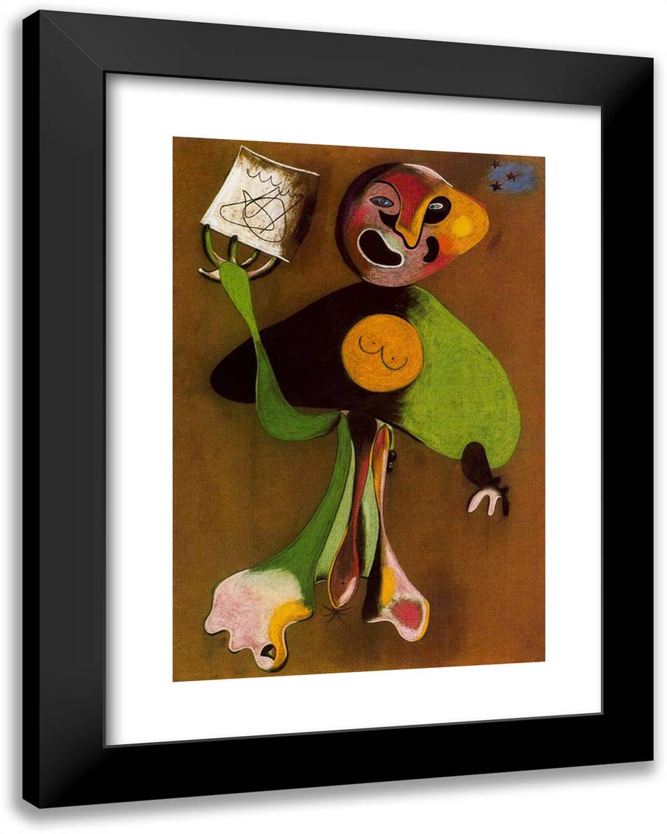 Woman (Opera Singer) 19x24 Black Modern Wood Framed Art Print Poster by Miro, Joan