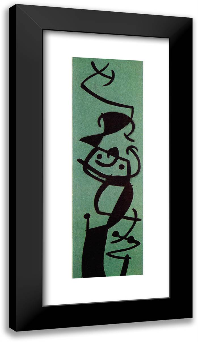 Woman and Bird I 13x24 Black Modern Wood Framed Art Print Poster by Miro, Joan