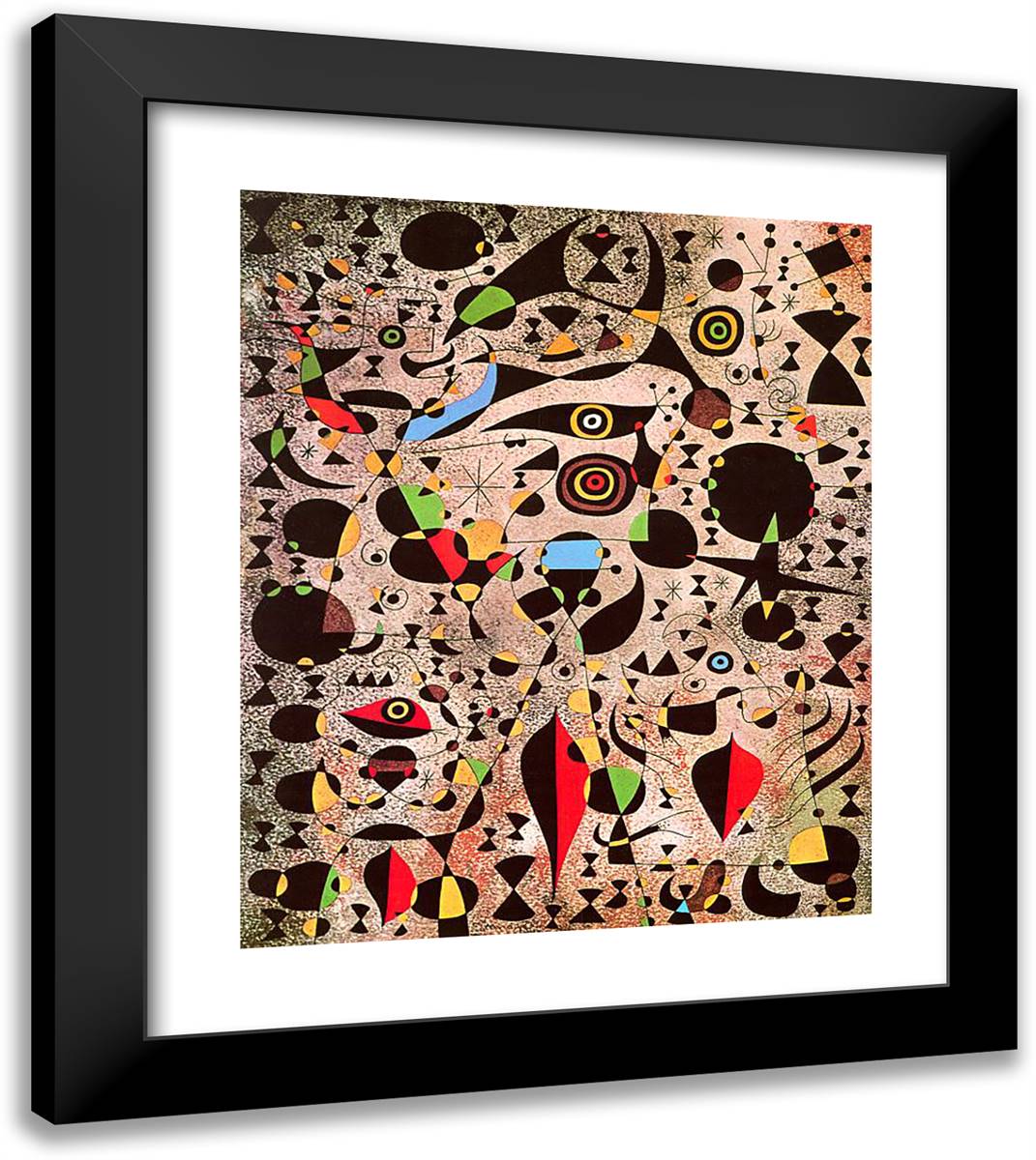 Woman Encircled by the Flight of a Bird 20x23 Black Modern Wood Framed Art Print Poster by Miro, Joan
